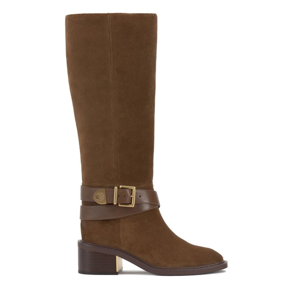 🆕 VINCE CAMUTO Gini Tall Knee High Riding Boot 7.5 Brown Suede - Picture 2 of 15
